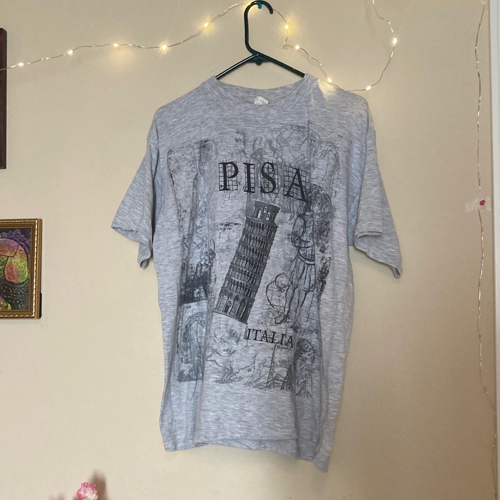 Gray Pisa Italia Graphic Tee - Art Sketch Heather Comfy